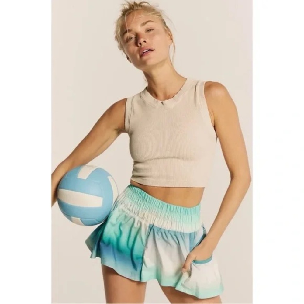 NWT Free People Movement Get Your Flirt On Shorts Cascade Combo Blue Size XS